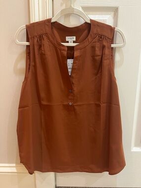 J. Crew Rust-Colored Sleeveless Henley Shell